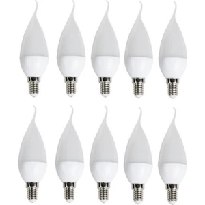 10 Adet 8W Günışığı Sarı Işık LED Mum Kıvrık Ampul Avize Ampulü E14 Ince Duylu 3200K