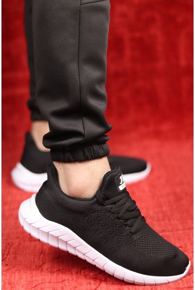 Axis Erkek Siyah Örgülü Çorap Model Sneaker Spor Ayakkabı