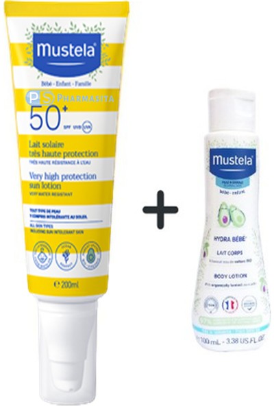 Mustela Spf 50+ Güneş Losyonu 200 ml + Mustela Hydra Bebe Body 100 ml