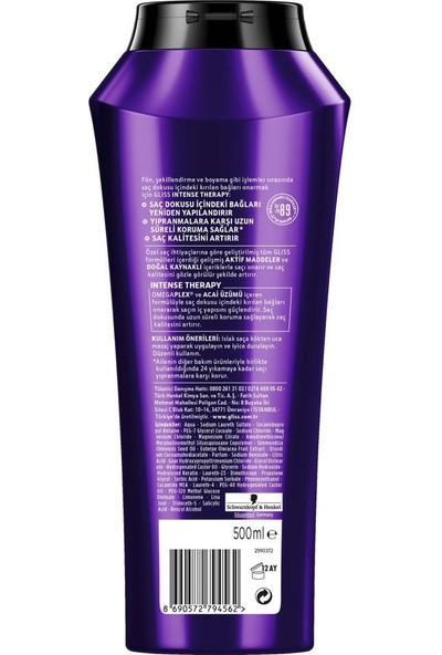 Schwarzkopf Gliss Intense Therapy Saç Bakım Şampuanı 500 ML