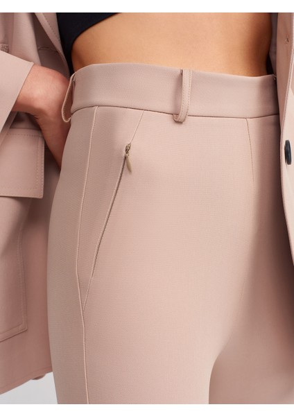 70311 Yüksek Bel Pantolon-Bej