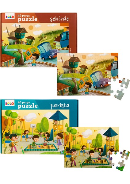 Eolo +4 Yaş Şehirde ve Parkta 2'li Puzzle Set (Eolo)