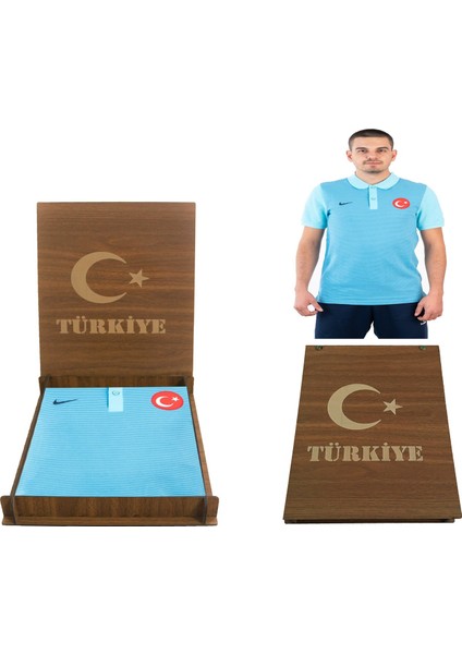 Milli Takım Forma Türkiye Pamuklu Polo Yaka Orijinal Tshirt (Ahşap Kutulu)