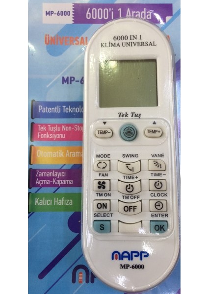 Tüm Markalar ve Modeller Akıllı Klima Kılima Kumandası Unıversal Evrensel Kodlanabilir Programlanabilir 6000 In 1