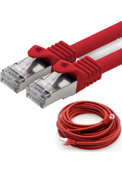 CAT7 S/FTP Ethernet (Network, LAN) Kablosu, Kırmızı, 1 metre