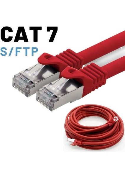 CAT7 S/FTP Ethernet (Network, LAN) Kablosu, Kırmızı, 1 metre