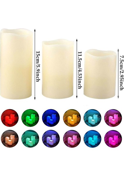 3 Adet Mum Uzaktan Kumandalı Renk Değiştiren LED Mum 12 Renk Balmumu Malzemeli Rgb Mum 21X 16X 9cm fiyatları