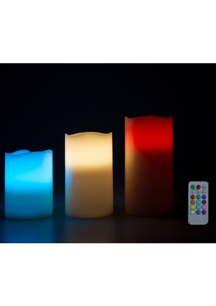 3 Adet Mum Uzaktan Kumandalı Renk Değiştiren LED Mum 12 Renk Balmumu Malzemeli Rgb Mum 21X 16X 9cm indirimleri