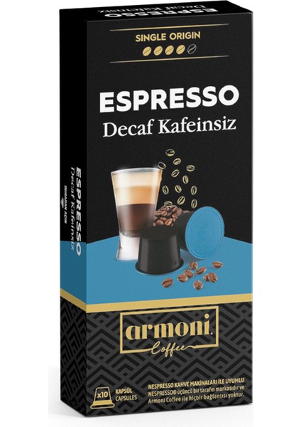 Nespresso Uyumlu Kapsül Kahve Decaf Kafeinsiz 10 Kapsül fiyatları