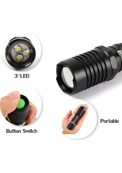 Elfeland 3xt6 LED El Feneri 5 Mod Zumlanabilir Lamba 18650/AAA Şarj Seti (Yurt Dışından) fırsatları