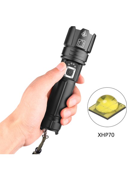 Yeni Yüksek Lümen XHP70 Süper Parlak LED El Feneri USB 18650 Şarj Edilebilir Yakınlaştırma Kampı Su Geçirmez El Feneri (Yurt Dışından)