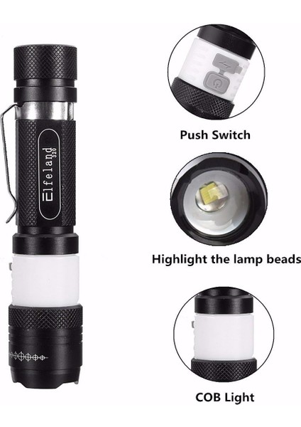 Küresel Koleksiyon ----20000LM Elfeland T6 LED Yakınlaştırılabilir El Feneri Torch USB Şarj Edilebilir Lamba + (Yurt Dışından)