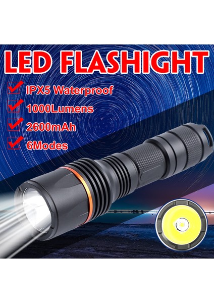 【esnek Tedarik】 Xanes AL037 Xpl Hı 1000LÜMEN 6 Modlu Şarj Edilebilir Ipx5 Su Geçirmez LED El Feneri (Yurt Dışından) fırsatları