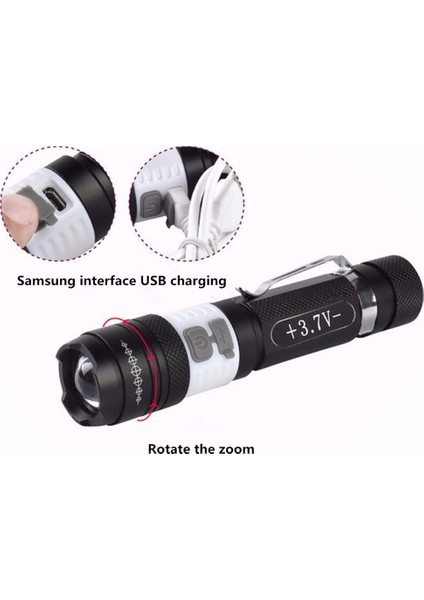 6000LM 3 Modlu T6 El Feneri Cob Işığı Samsung USB Şarj + 18650 Pil (Yurt Dışından) fiyatları