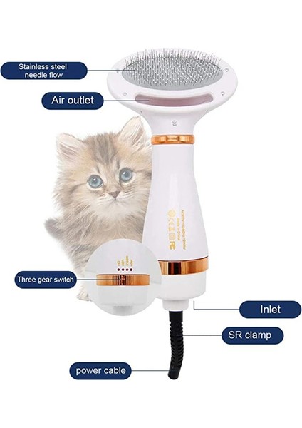 2'Si 1 Aradapet Köpek Saç Kurutma Makineleri Ve Tarak Fırçası - Altın (Yurt Dışından)