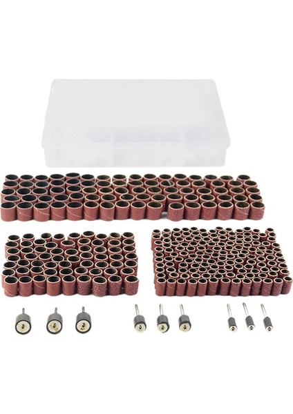 338PCS 60 120320 Zımpara Bandı 3/8 1/4 1/2 Lastik Mandrelli ve 11 Adet Yuvarlak Çelik Delikli Punch Seti, 1-11MM