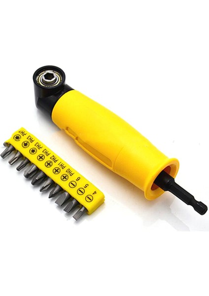 1/4 Inç Şaft 90° Derece Sağ Açı Bağlantısı Dik Açı Matkap Sürücü Tornavida Uzatma Tutucu Adaptörü Uçlu