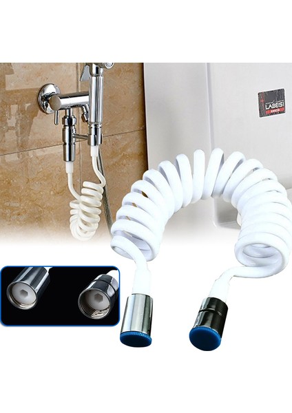 Kcasa 1.8m Pvc Yaylı Esnek Geri Çekilebilir Hortum, Duş Başlığı Tuvalet Bide Duş Su Borusu fiyatları