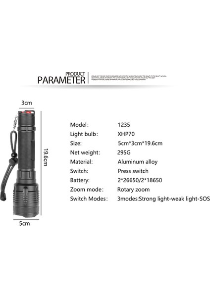 Yüksek Güçlü LED El Feneri XHP70 2200LM Su Geçirmez Yakınlaştırma (Yurt Dışından) indirimleri