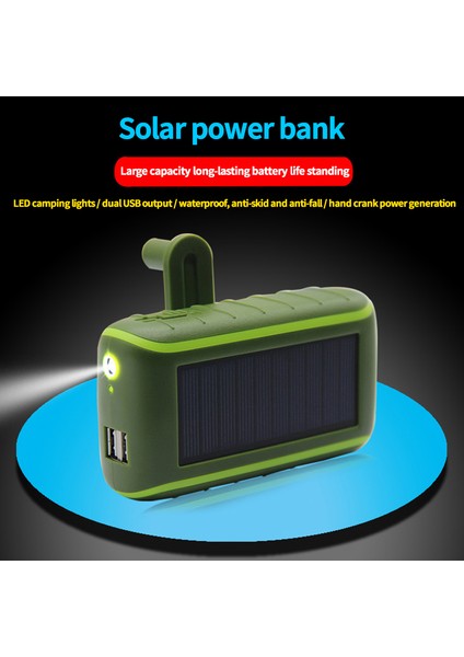 Çok Fonksiyonlu Güneş Enerjisi Güç Bankası 8000MAH El Krank Dinamo Powered Outdoors Solar Charger (Yurt Dışından)