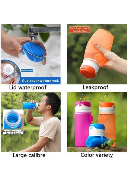 USB Şarj Edilebilir LED Işıklı Katlanabilir Su Şişeleri, 550ML Katlanabilir Şişe, Açık Hava Kampları Için Yeni Favori, Gıda Sınıfı Silikon Turuncu (Yurt Dışından) indirimleri