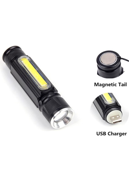 15K-LM Elfeland USB Şarj Edilebilir T6 + Cob LED 3 Modlu Taktik El Feneri (Yurt Dışından)