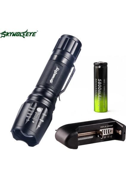 Skywolfeye Dış Mekan Alüminyum El Feneri T6 5mode Zumlanabilir + 18650 Pil (Yurt Dışından) modelleri