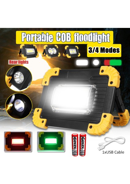 Evinizi Dekore Edin 20W Cob LED Projektör El Feneri Outdoor Camping Spot Worklamp 18650 (Yurt Dışından)