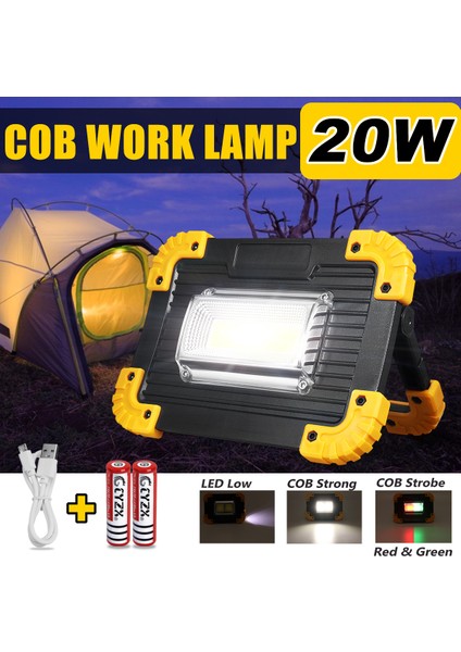Evinizi Dekore Edin 20W Cob LED Projektör El Feneri Outdoor Camping Spot Worklamp 18650 (Yurt Dışından) fiyatları