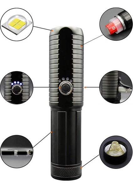 Şarj Edilebilir El Feneri, Cep Boyu Klipsli El Feneri Mikro Usb'li 300 Lümen, LED El Feneri, El Feneri, Dört Çekirdekli El Feneri, Pilsiz fırsatları