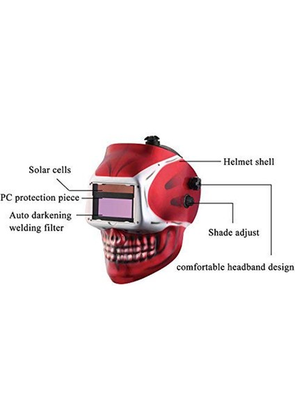 Güneş Otomatik Kaynak Maskesi / Kaynak Kaskı / Kaynakçı Şapkası / Gözlüğütig Mig Mma Mag Kaynak Ekipmanı Için (Kırmızı Kafatası) (Yurt Dışından) modelleri