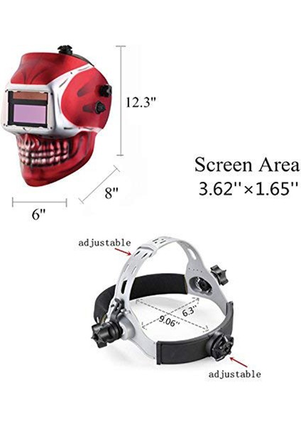 Güneş Otomatik Kaynak Maskesi / Kaynak Kaskı / Kaynakçı Şapkası / Gözlüğütig Mig Mma Mag Kaynak Ekipmanı Için (Kırmızı Kafatası) (Yurt Dışından) indirimleri