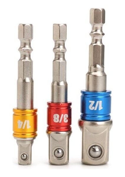 Drillpro 3 Adet Güç Tornavida Uzatma Çubuğu Adaptörü 1/4 Inç Altıgen Şaft Güç Tornavida Sürücü Soket Ucu