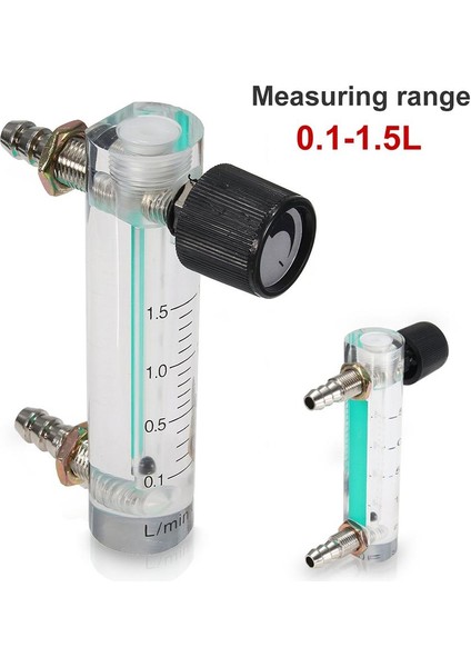 0-1.5lpm 1.5l Oksijen Hava Gaz Debimetre Ölçer Kontrol Valfi ile Ölçme Aracı