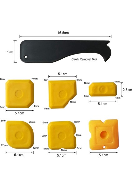 Guangdong Spirit 14 Parça Silikon Mastik Pürüzsüzleştirici Alet Seti - Sarı (Yurt Dışından)