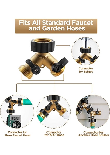 Prinç 2 Yollu Y-Valf Bahçe Hortumu Konnektör Distribütör Adaptörü + Contalı 4, Paket Başına 2 indirimleri