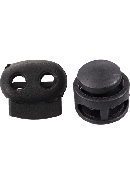 40 Adet Çift Delikli Yaylı Ipli Ip Kordon Kilitleri Siyah ve 30 Adet Sırt Çantası Bagaj Tıkaç: 6.5mm x 5mm, 2 Delik, Kordon Durdurucu Uçları