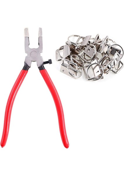 32 Takım 1 Inç 25MM Galaktik Fob Donanım ile 1 Adet Anahtarlık Pense Cam Pense Araçları Düz Çeneli Koşu