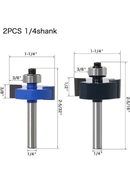 Yönlendirici Kesici Kafa -1/4 Shank Ağaç Işleme Aleti Yuvasıağaç Işleme Araçları Için Zıvana Kesici -2 Adet modelleri