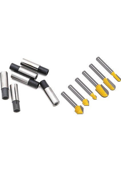 Adet Cnc Gravür Ucu Yönlendirici Adaptörü Oyma Tezgahı Için Dönüştürme Aleti ve 6 Adet Oyma V Kanal Açma Ucu Kesici(Yurt Dışından)