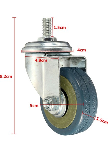 4 Adet 75MM Kauçuk Döner Vidalı Mobilya Tekeri - Gümüş (Yurt Dışından) modelleri
