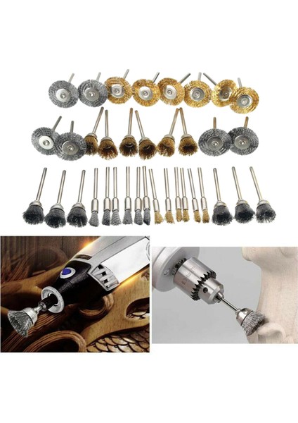 Mini Matkap Öğütücü Döner Aletler Için 36 Adet Paslanmaz Çelik Tel Tekerlekler / Fırçalar fiyatları