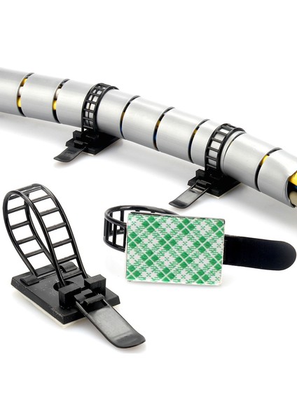 Srıwen 2020 40 Adet Kablo Klipsi Kelepçe Tel Bağı Kablo Montajı Ayarlanabilir Kablo Bağı Fix Tutucu Klipler Siyah