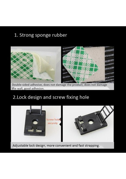 Srıwen 2020 40 Adet Kablo Klipsi Kelepçe Tel Bağı Kablo Montajı Ayarlanabilir Kablo Bağı Fix Tutucu Klipler Siyah indirimleri