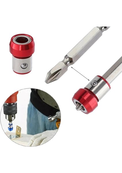 Adet Manyetik Vida Halka Ucu Mıknatıslayıcı Halka Manyetik Tutucular 1/4 Inç Altıgen Tornavida ve Güç Uçları Için Fit (Kırmızı) modelleri