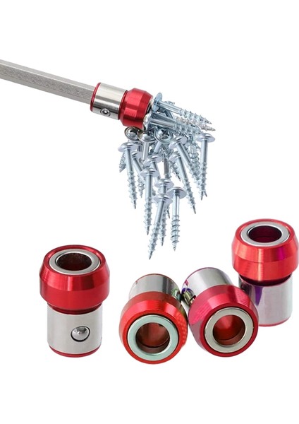 Adet Manyetik Vida Halka Ucu Mıknatıslayıcı Halka Manyetik Tutucular 1/4 Inç Altıgen Tornavida ve Güç Uçları Için Fit (Kırmızı) fırsatları