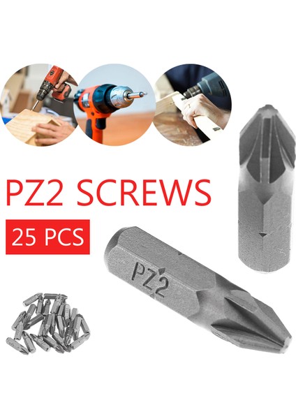 Faydalı Araçlar 25 Adet Gümüş 25MM Pz2 Pozı 2 Çapraz Uçlar Tornavida S2 Alaşımlı Çelik Matkap Ucu El Aleti Ağaç Işleme Aracı Biyel Elektrikli El Aletleri(Yurt Dışından)
