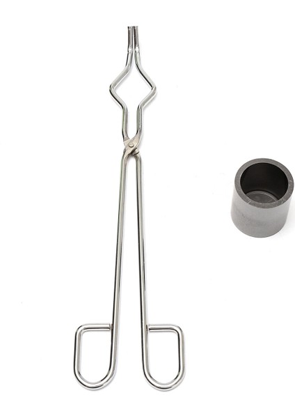 Tool 50X50MM Altın Gümüş Eritme Kalıbı Grafit Pota + 35CM Tong Lab Eritme Kiti fiyatları
