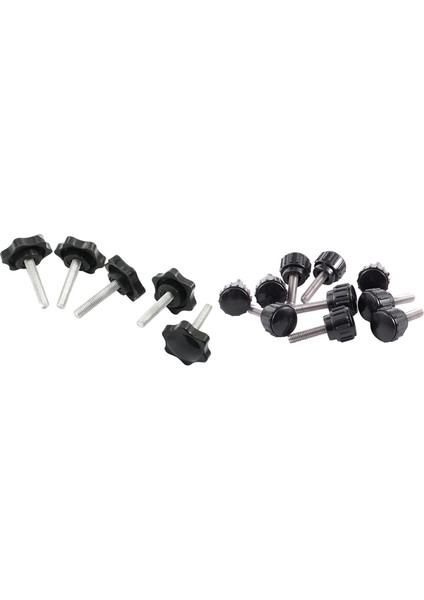 Adet M6 x 30MM Erik Şekli Sıkma Düğmesi Kavrama 25 mm Kafa Çapı ve 10 Adet M4 x 15 x 15MM Siyah Sıkma Düğmeleri Kol