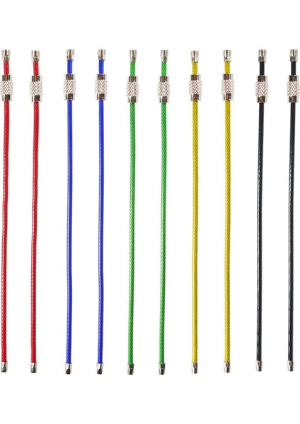 20'li Paket Renkli Naylon Kaplı Paslanmaz Çelik Tel Anahtarlıklar 2mm 6.3 Inçbagaj Etiketleri Veya Kimlik Etiketleri Asmak Için Kablo Anahtarlık Halkaları